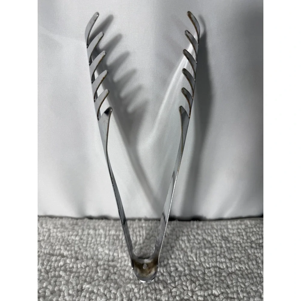 Vintage Ekco Chromium Plated Pasta Salad Tongs Claw Style‎ USA Made Silver Tone